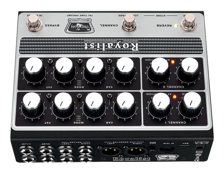 Tone King Royalist MKII Tri-Tube Preamp, pannello dei controlli in primo piano