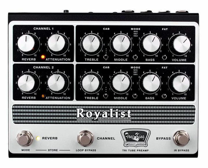 Tone King Royalist MKII Tri-Tube Preamp, pannello dei controlli in primo piano
