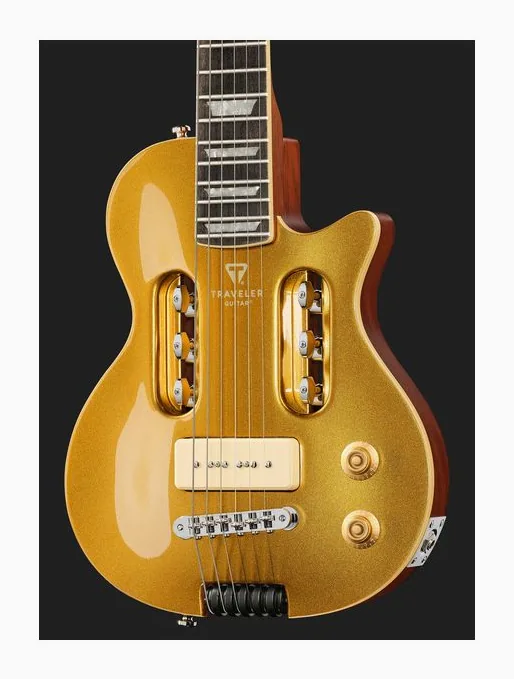 Traveler Guitar EG 1 Deluxe P90 Gold, pickup e manopole dei controlli