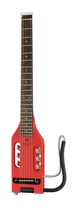 Traveler Guitar Ultra Light Vintage Red inquadrato di fronte su sfondo neutro