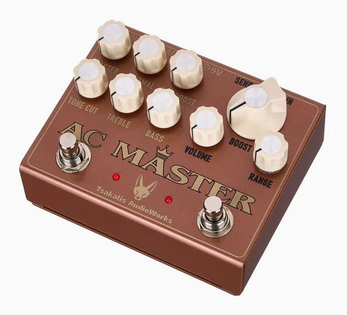 Tsakalis AudioWorks AC Master Overdrive and Boost, manopole viste dall'alto