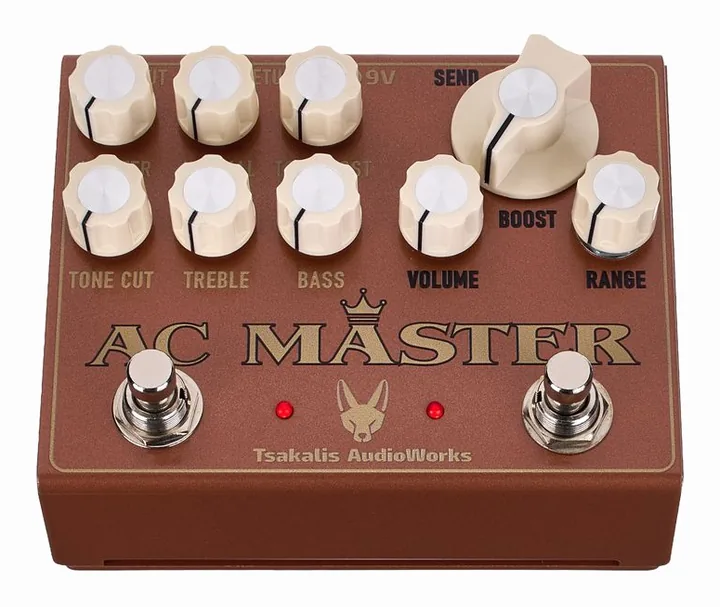 Tsakalis AudioWorks AC Master Overdrive and Boost, connettori sul retro dell'unita