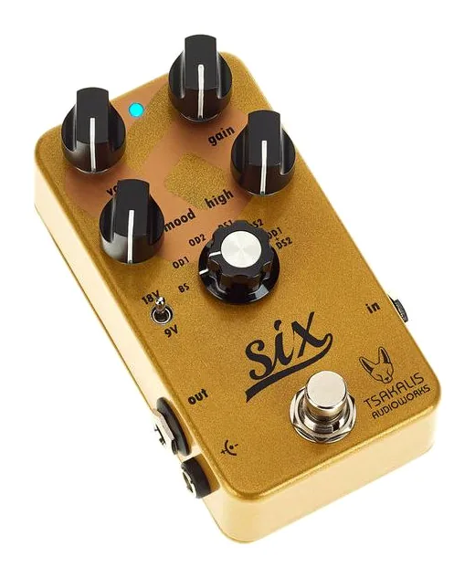 Tsakalis AudioWorks Six Boost/Overdrive/Distortion, grafica del pannello superiore