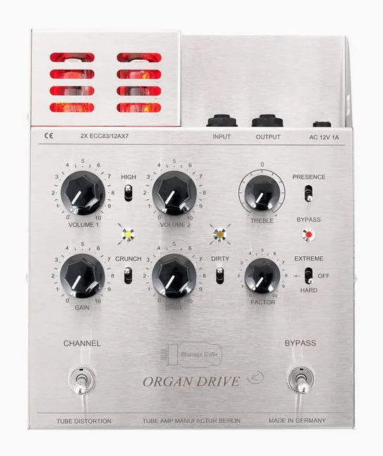 Tube Amp Manufactur Organ Drive, manopole viste dall'alto
