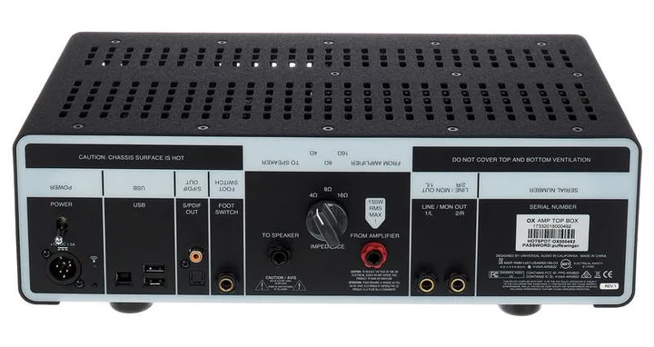 Universal Audio OX Amp Top Box, manopole e selettore dei canali