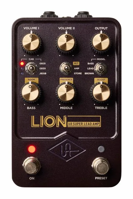 Universal Audio UAFX Lion 68 Super Lead Amp fotografato frontalmente