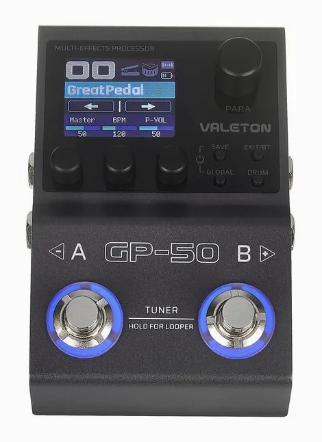 Valeton GP-50, retro con le prese di collegamento