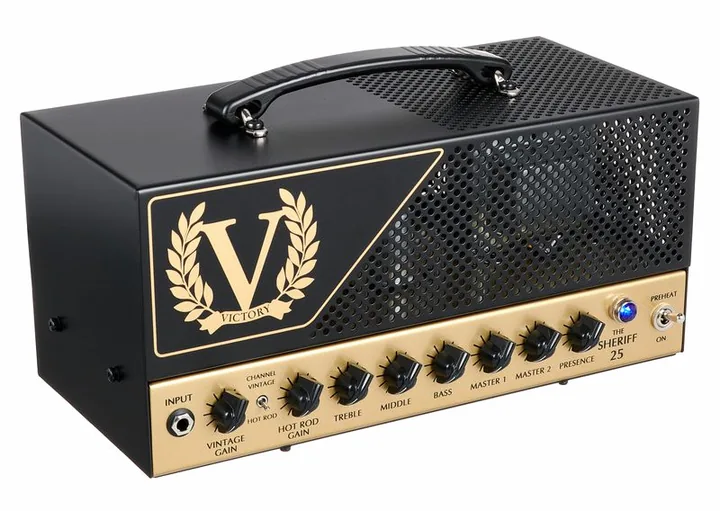 Victory Amplifiers Sheriff 25 Lunch Box Head, pannello dei controlli in primo piano
