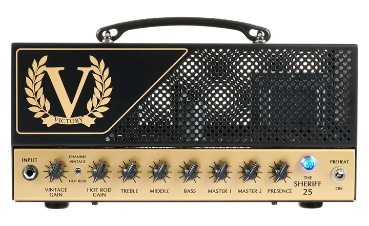 Victory Amplifiers Sheriff 25 Lunch Box Head, manopole e selettore dei canali