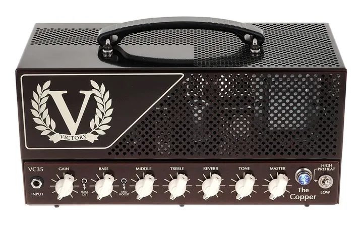 Victory Amplifiers VC35 The Copper Lunch Box, retro con le prese di collegamento