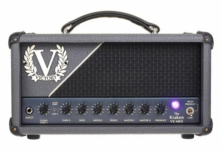 Victory Amplifiers VX Kraken MKII Compact Head, logo e finiture del pannello frontale