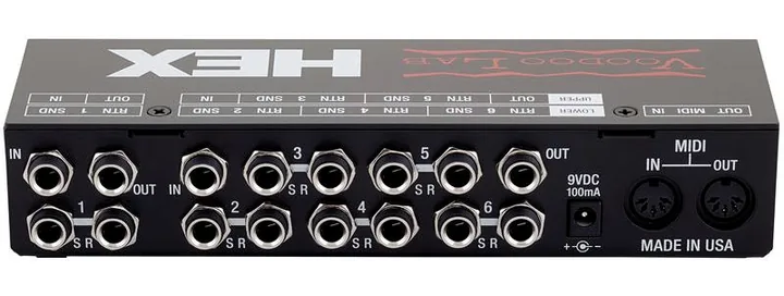 Voodoo Lab HEX Audio Loop Switcher, grafica del pannello superiore