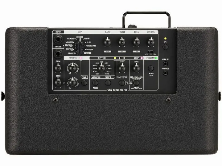 Vox Mini Go 50, logo e finiture del pannello frontale