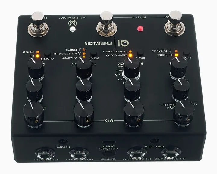 Walrus Audio Qi Etherealizer BK, ingressi e uscite laterali