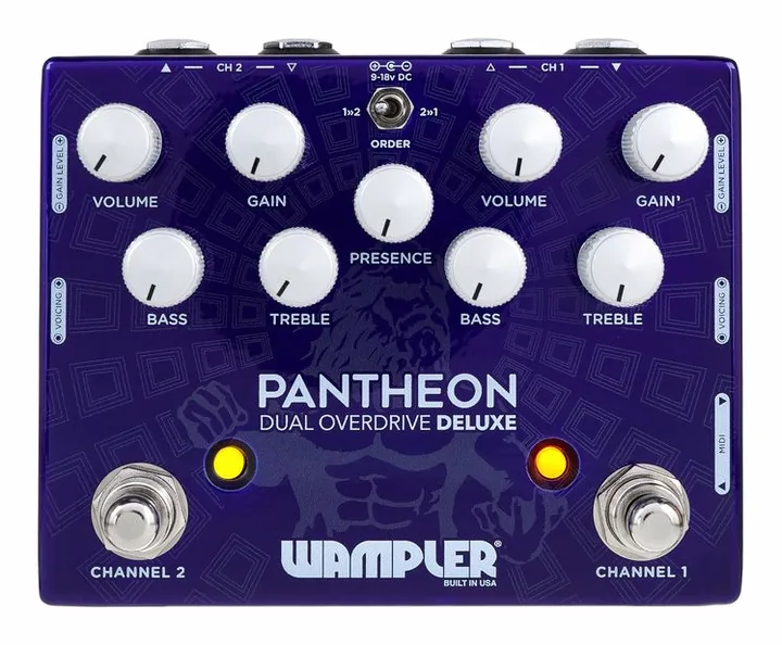 Wampler Dual Pantheon Overdrive, footswitch in primo piano