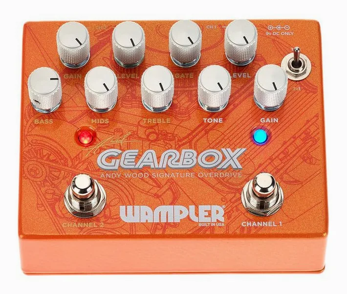 Wampler Gearbox Dual Overdrive, manopole viste dall'alto