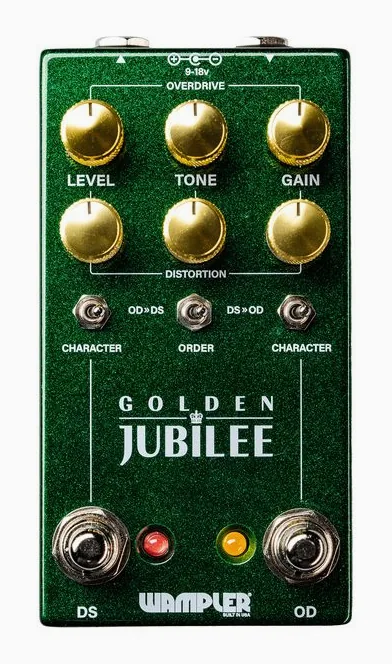 Wampler Golden Jubilee Overdrive/Dist., grafica del pannello superiore