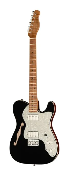 Xotic Guitars XTC-TL Black Top Natural Back fotografato frontalmente