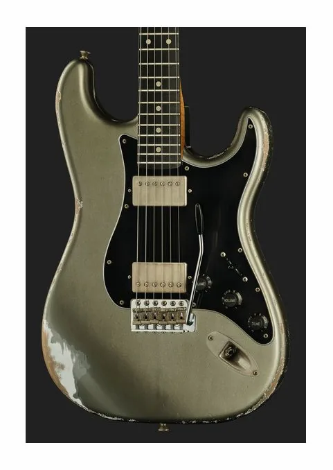Xotic Guitars XSC-3 Pepper Gray Heavy Aged, corpo e verniciatura in primo piano