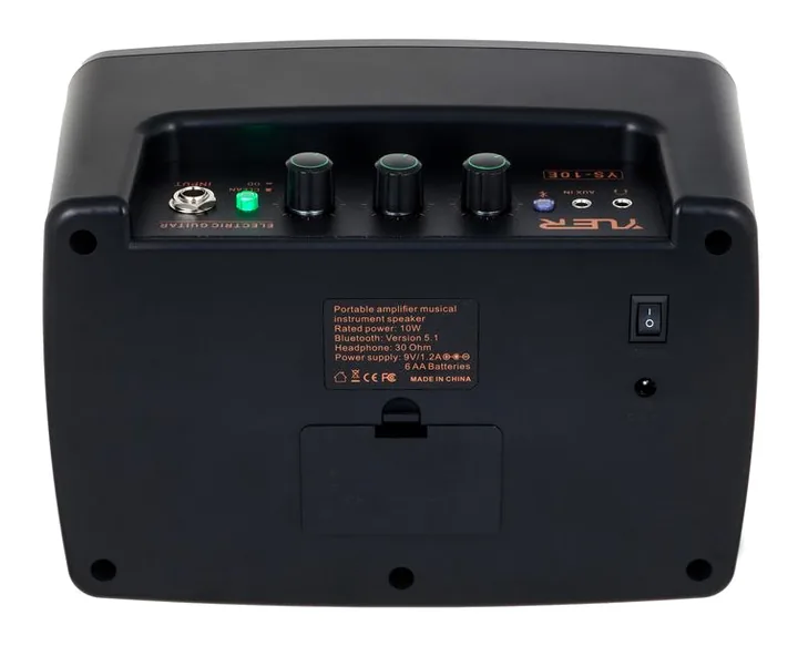 Yuer Portable Amp with Bluetooth, pannello dei controlli in primo piano