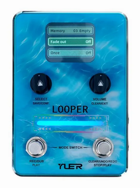 Yuer XS-02 Looper, footswitch in primo piano