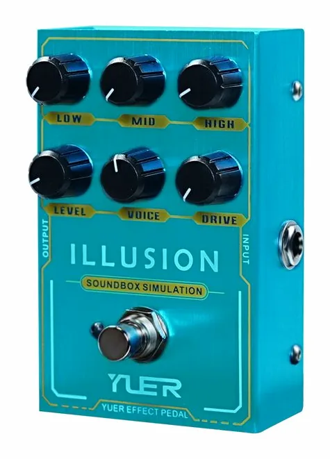Yuer YF-33 Illusion Overdrive/Amp, manopole viste dall'alto