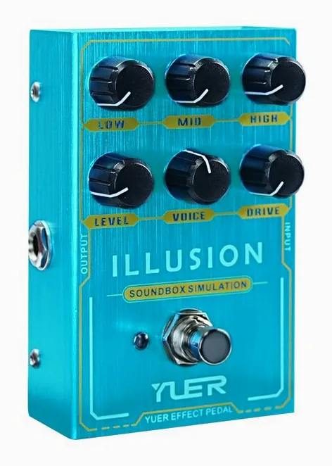 Yuer YF-33 Illusion Overdrive/Amp, ingressi e uscite laterali
