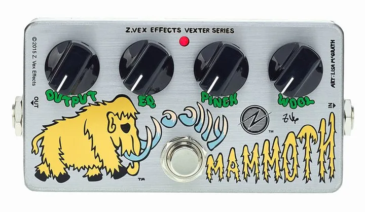 Z.Vex Woolly Mammoth Vexter, footswitch in primo piano