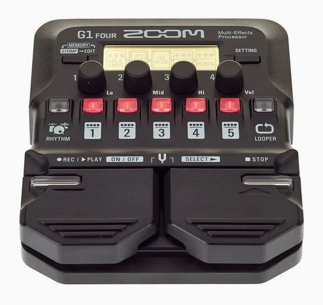 Zoom G1 Four Multi-Effect-Pedal, manopole viste dall'alto